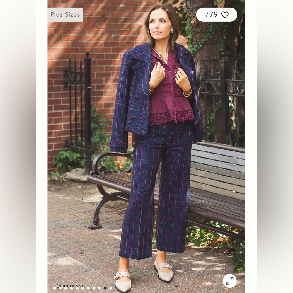 NWT @merricksart x Maeve Plaid Crop Blazer from Anthropologie $178 online